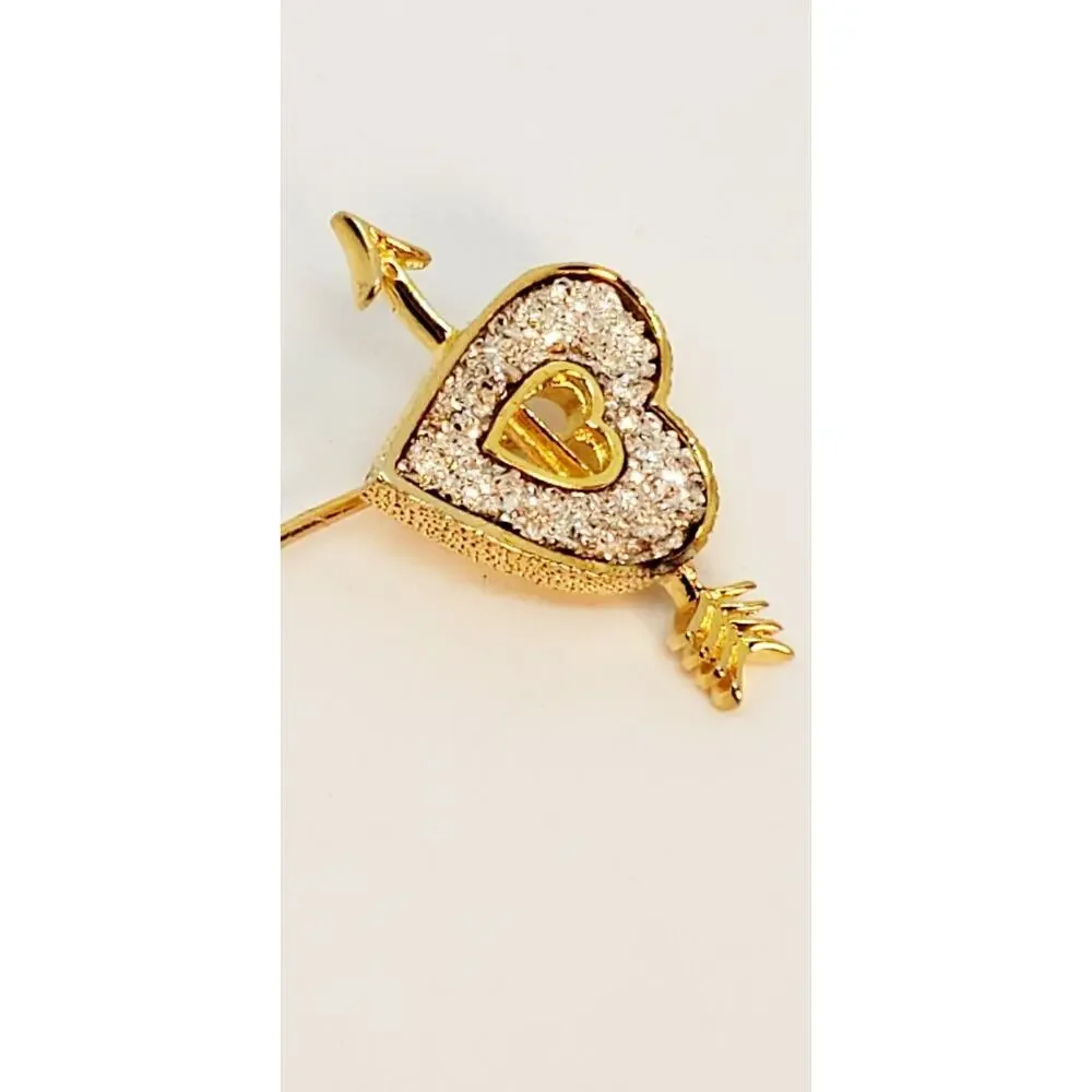 Vintage Franklin Mint 1979 Lover's Heart 24 Kt Gold Over Silver Stick Pin Brooch - Picture 6 of 12